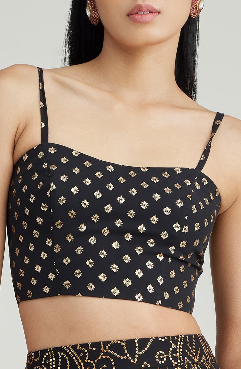 holiCHIC Eva Brocade Silk Crop Top, Alternate, color, Black