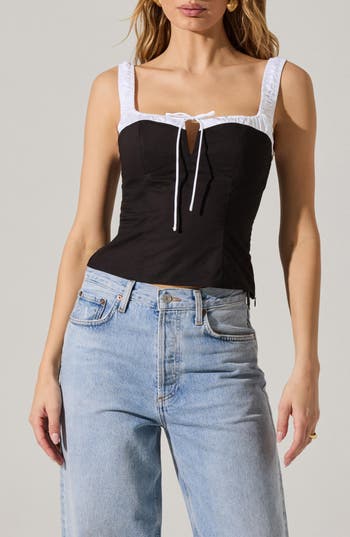 Astr The Label Milkmaid Top In Black