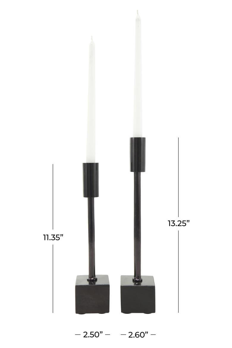 Set of 2 Modern Black Metal Candleholders, Alternate, color, BLACK