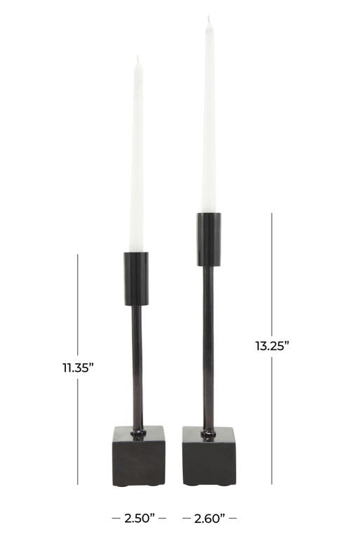 Vivian Lune Home Set Of 2 Modern Black Metal Candleholders In Black
