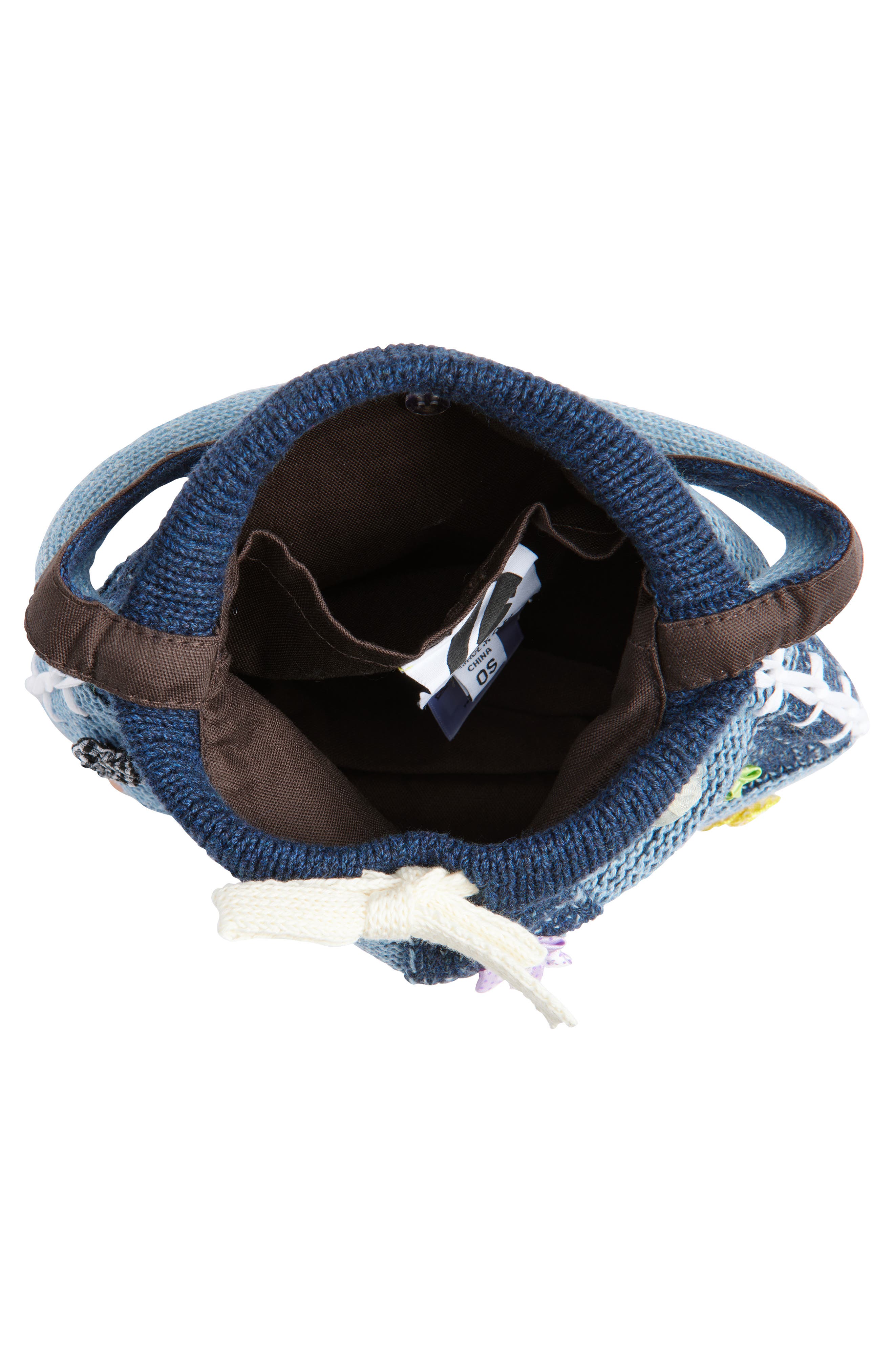 YanYan Embellished Check Cotton Knit Handbag, Alternate, color, Denim