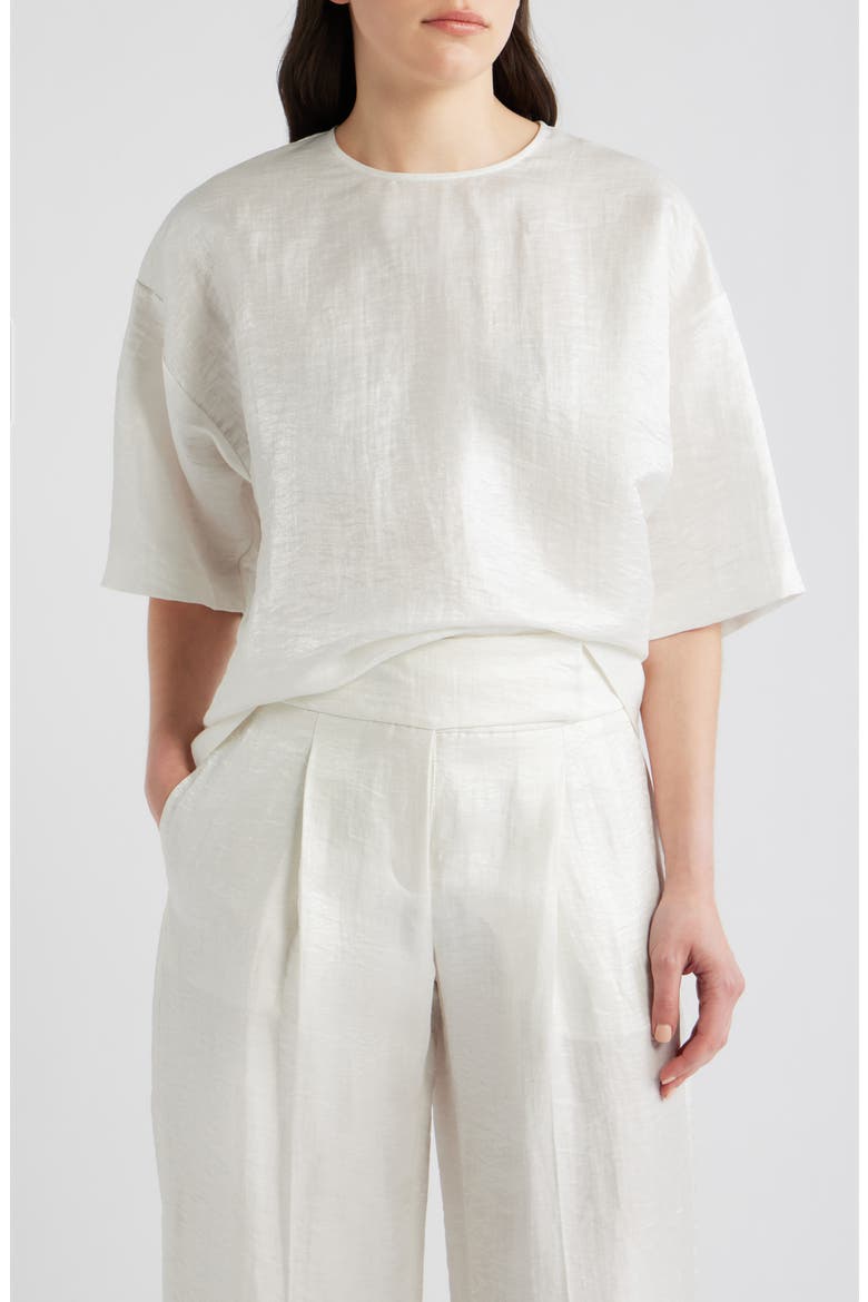 Bacres Linen Blend Metallic Top, Main, color, SOFT CREAM