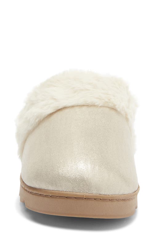R.g. Barry Metallic And Faux Fur Trim Scuff Slipper In Silver