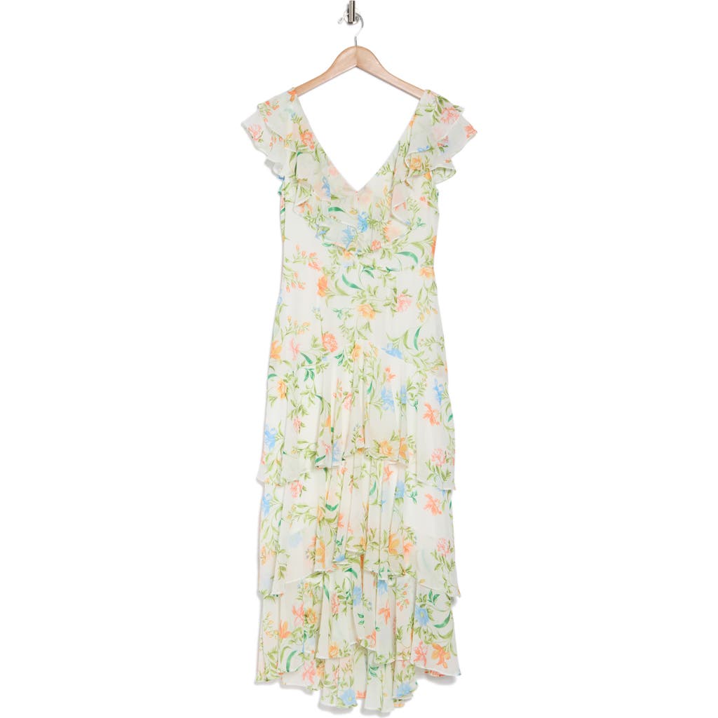 Shop Wayf Floral Ruffle Tiered Dress In Vintage Scarf