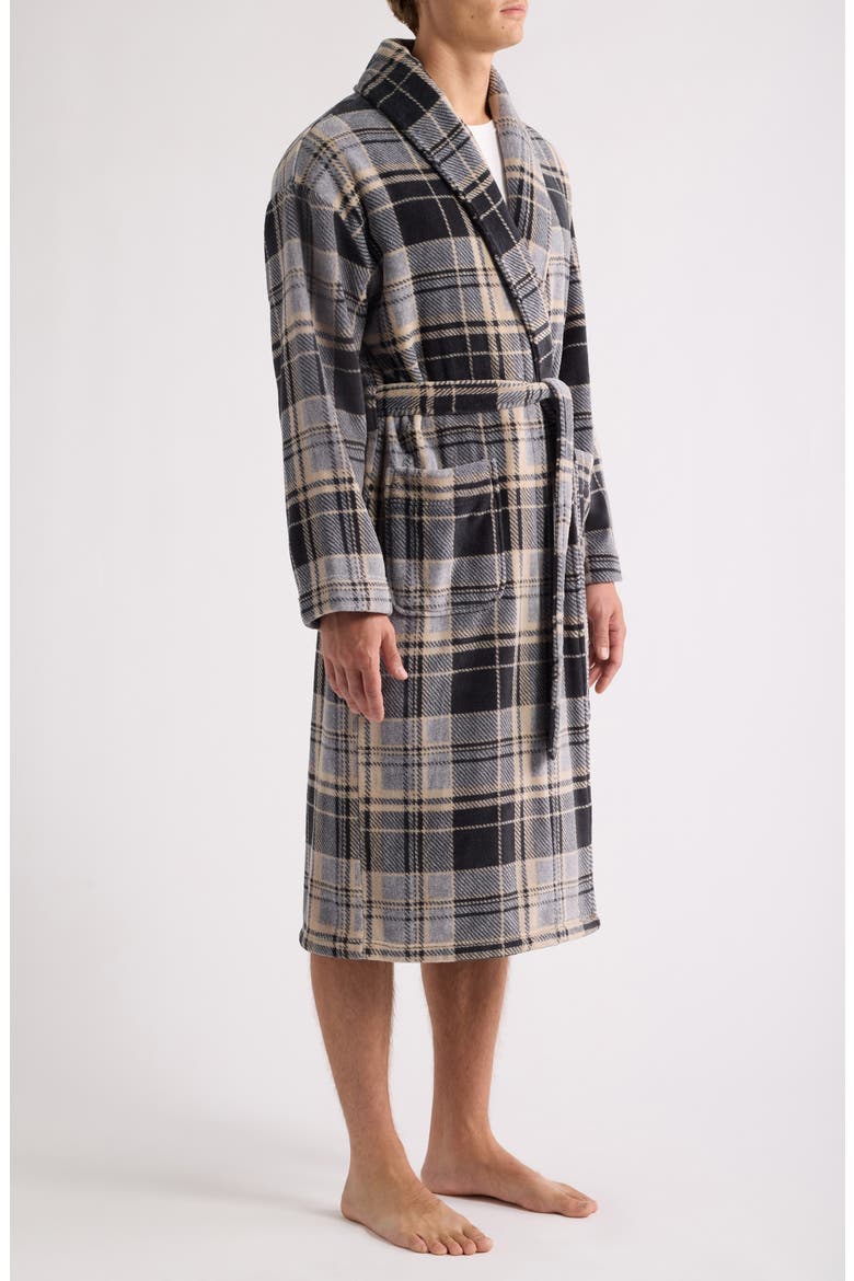 Firelight Plush Shawl Robe, Alternate, color, BLACK