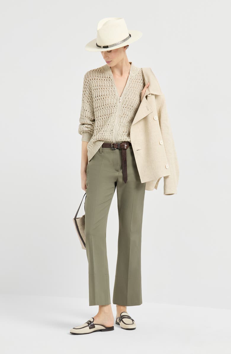 Brunello Cucinelli Dazzling braids cardigan, Alternate, color, Beige