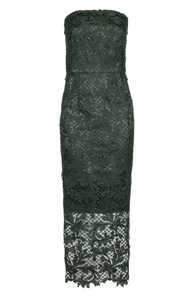 Topshop Strapless Lace Midi Dress, Alternate, color, 