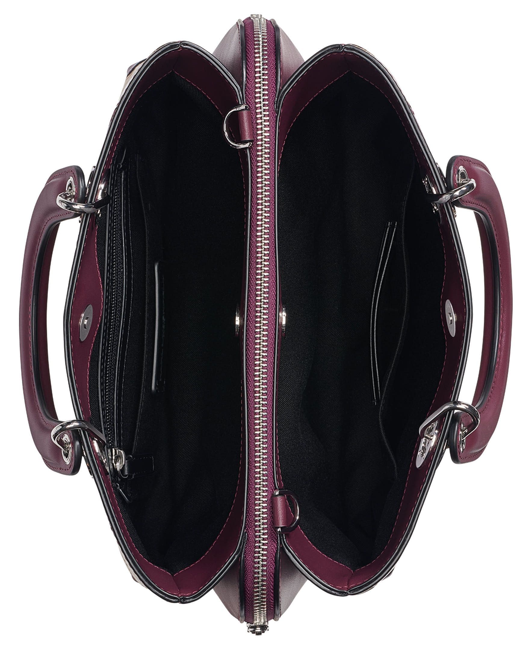 Benoite Chevron Satchel, Alternate, color, White Pepper/Cherry Plum