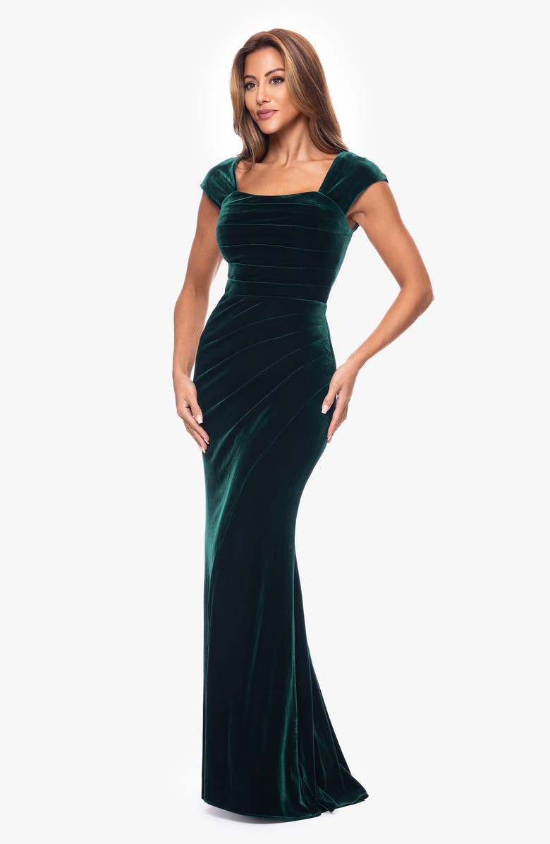 Xscape Evenings Square Neck Stretch Velvet Gown, Alternate, color,