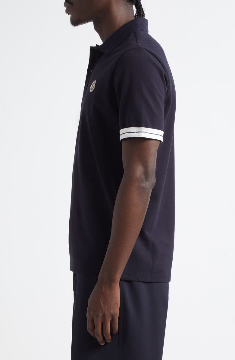 Moncler Tipped Cotton Piqué Polo, Alternate, color, Navy Blue