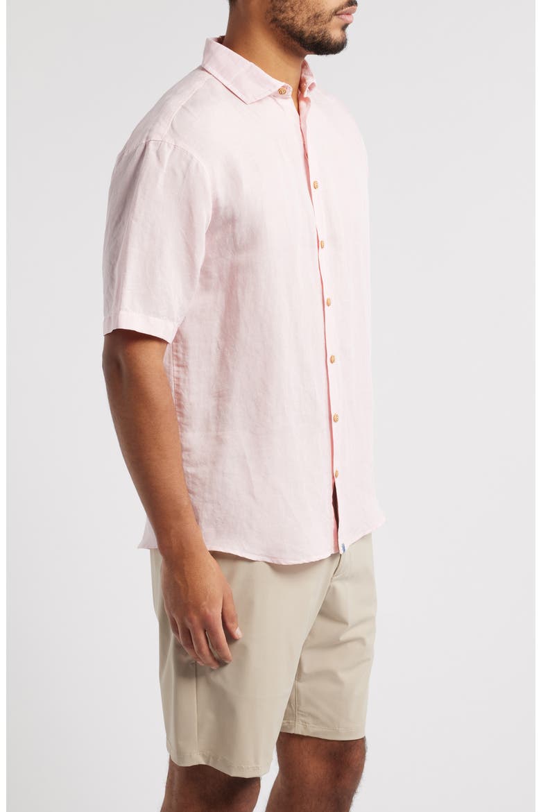 Gianna Hangin' Out Short Sleeve Linen & Lyocell Button-Up Shirt, Alternate, color, PETAL
