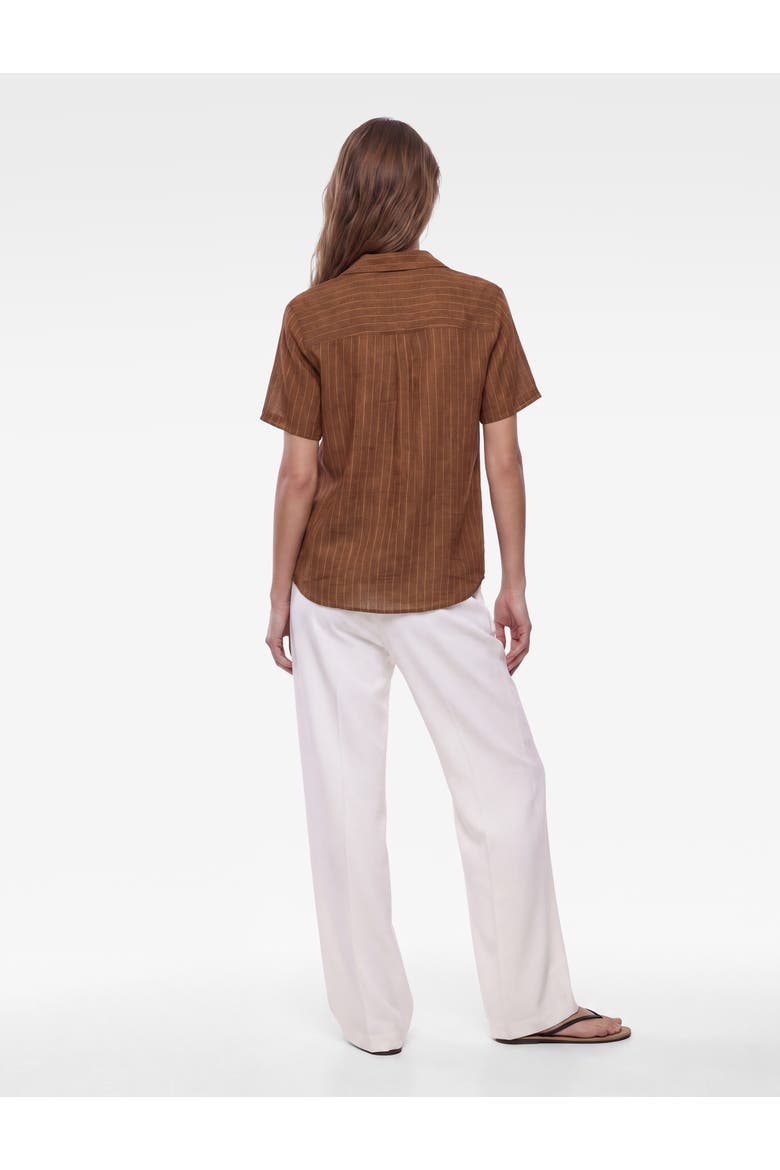 Relax Fit Short Sleeve Wrap Striped Shirt, Alternate, color, BROWN STRIPE