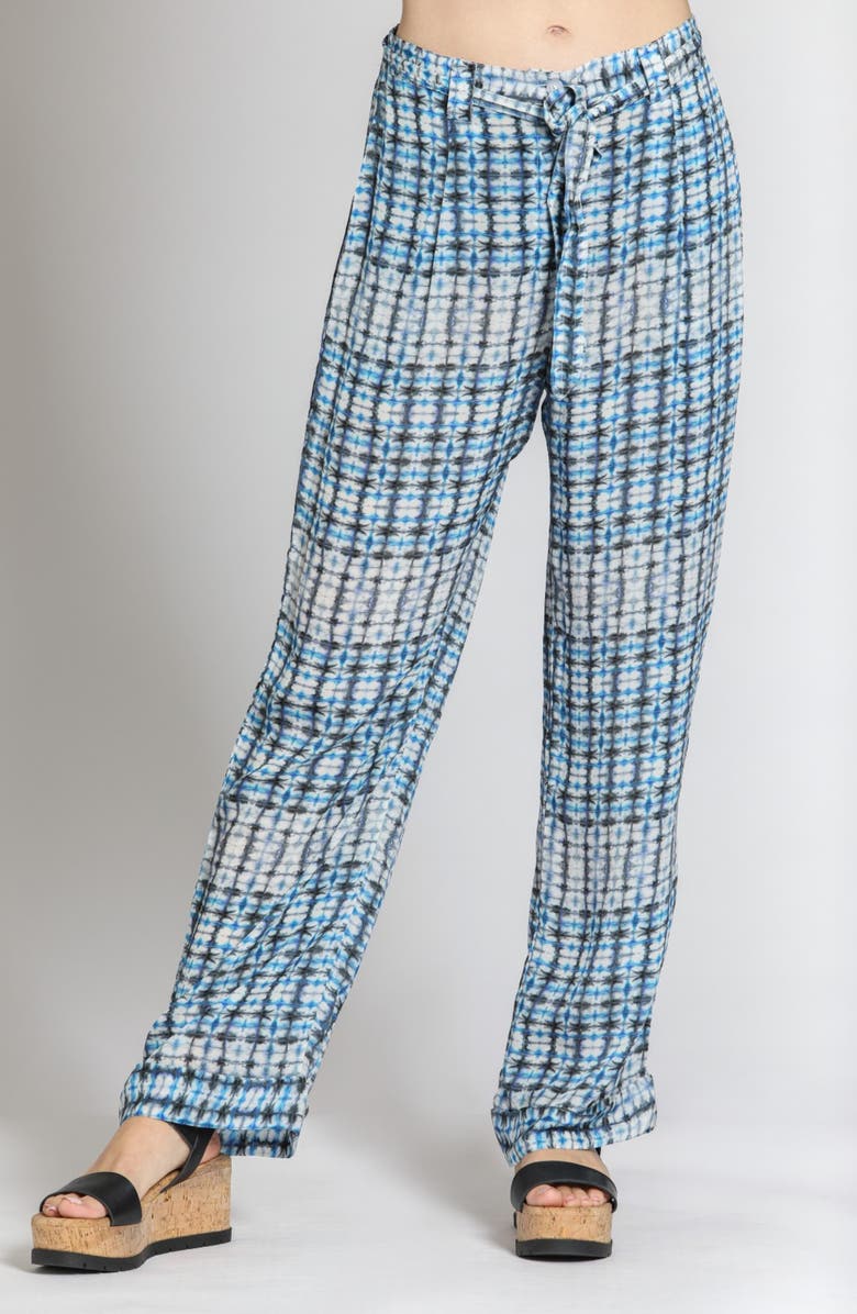 APNY Belted Print High Waist Pants, Main, color, Blue Multi