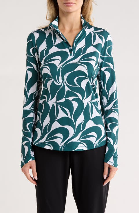 Abstract Floral Swirl Quarter Zip Pullover
