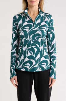 Abstract Floral Swirl Quarter Zip Pullover