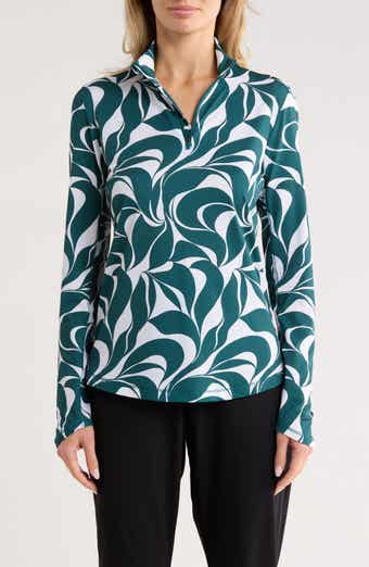 Callaway Abstract Floral Swirl Quarter Zip Pullover