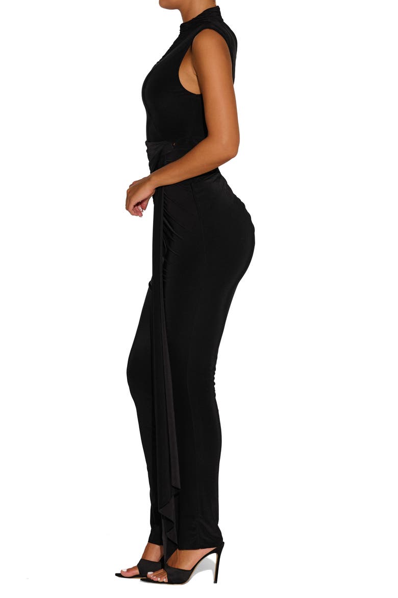 Hourglass Drama Shoulder Sleeveless Body-Con Maxi Dress, Alternate, color, BLACK