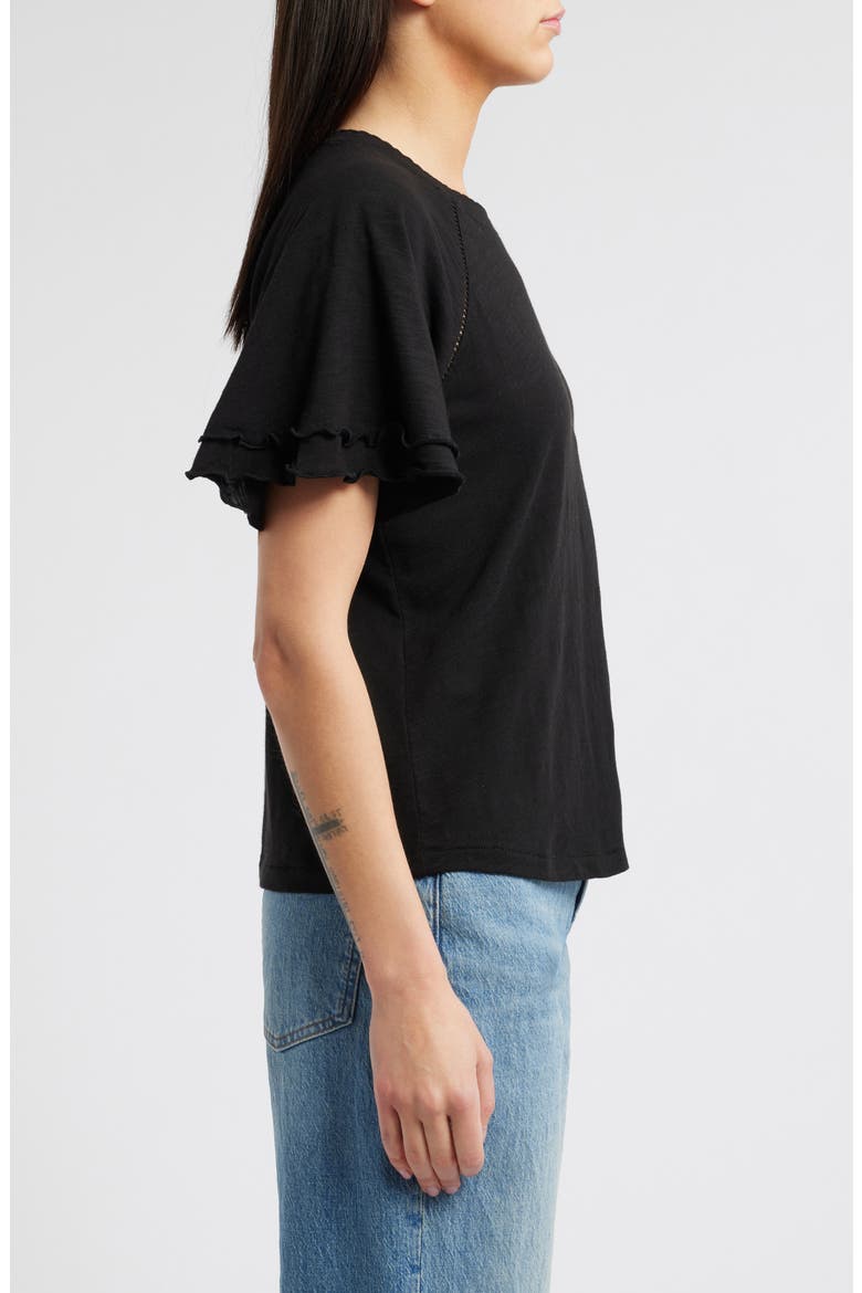 Flutter Sleeve Top, Alternate, color, BLACK