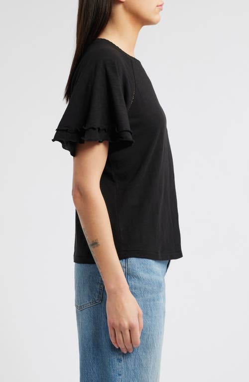 Wit & Wisdom Flutter Sleeve Top In Black