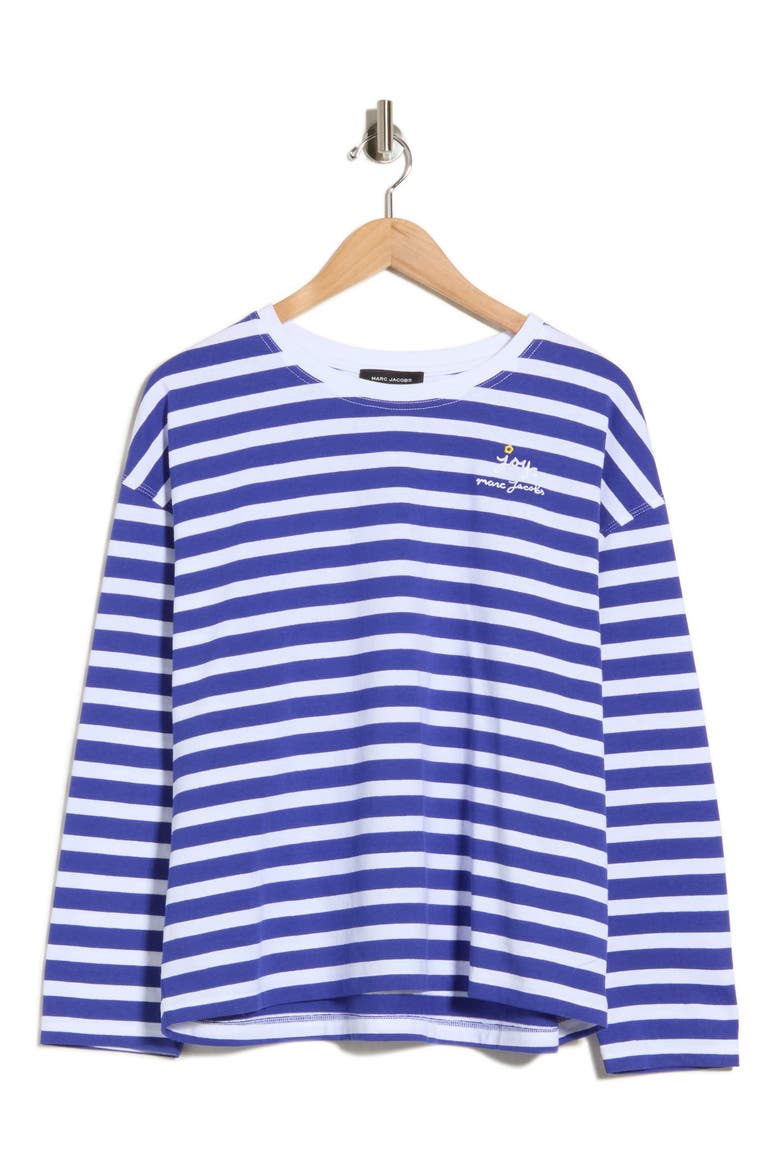 Daisy Stripe Long Sleeve Top, Alternate, color, PANSY/WHITE