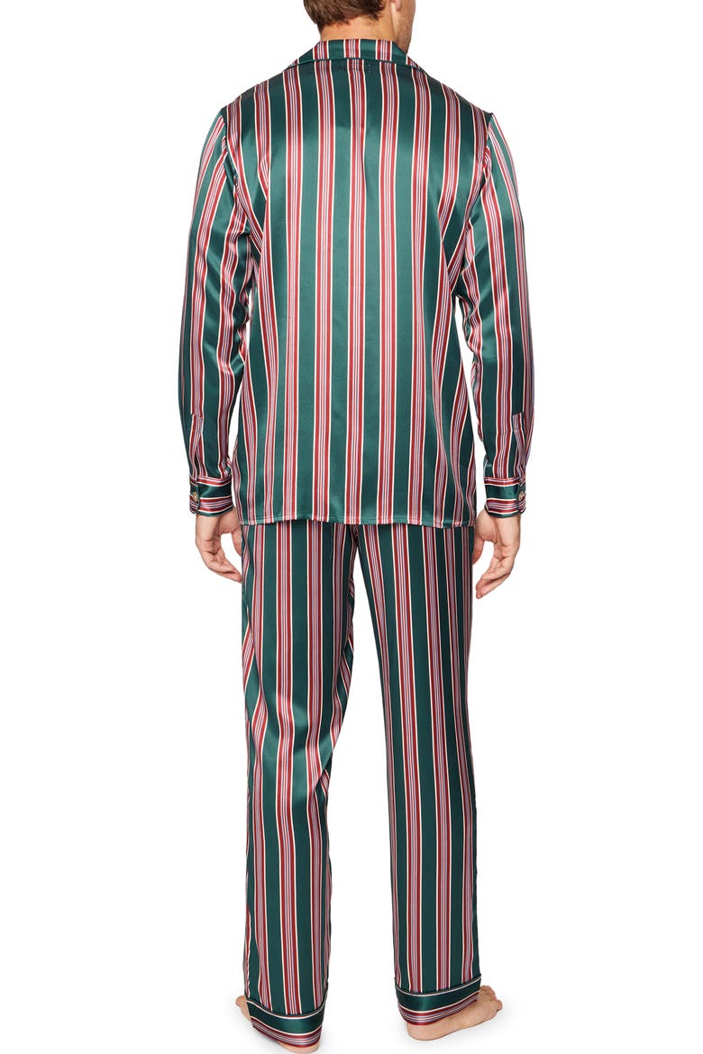 Lancaster Stripe Mulberry Silk Pajamas, Alternate, color, GREEN