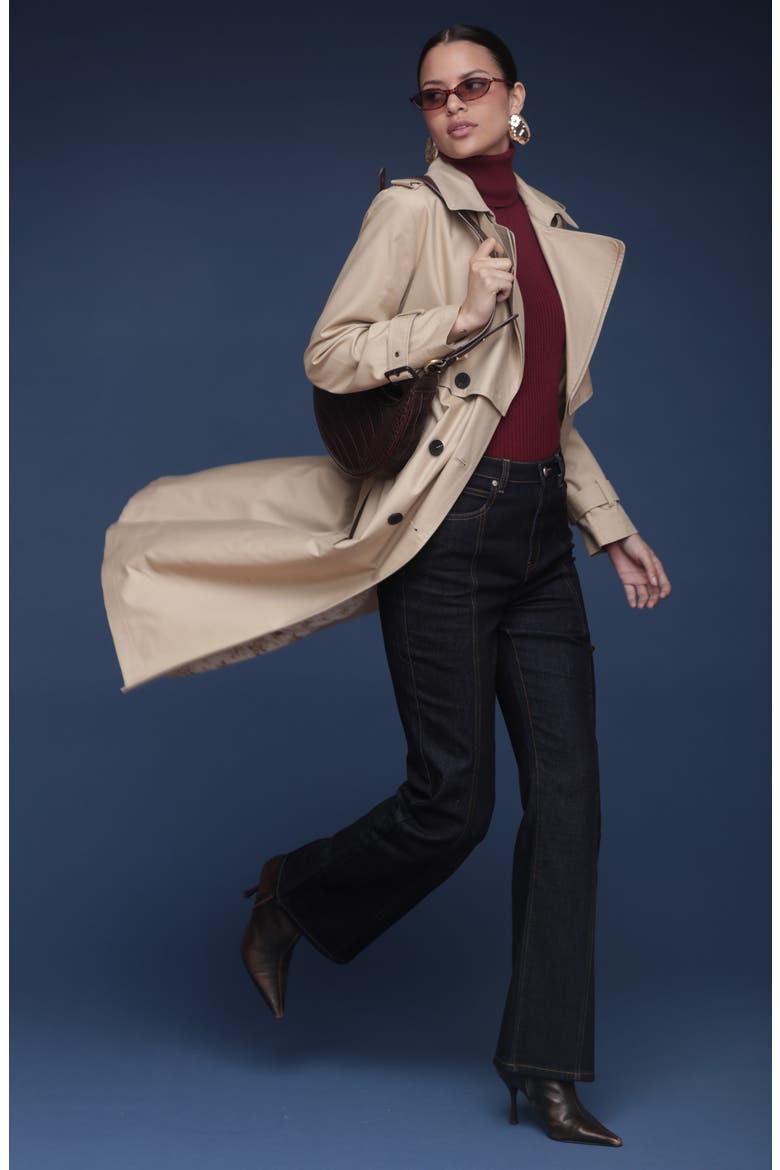 Layered Cotton Blend Trench Coat, Alternate, color, SAND