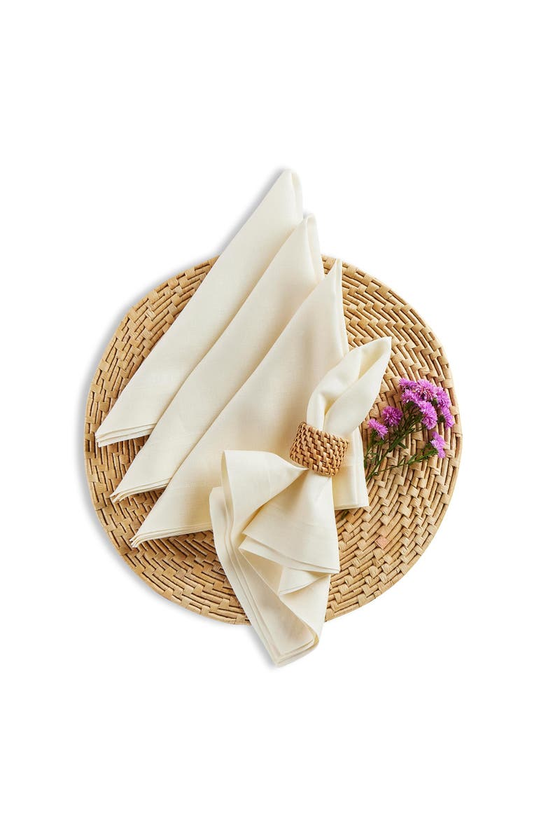 Solino Home Linen Dinner Napkins - Fete, 20" x 20" Inch, Main, color, Ivory