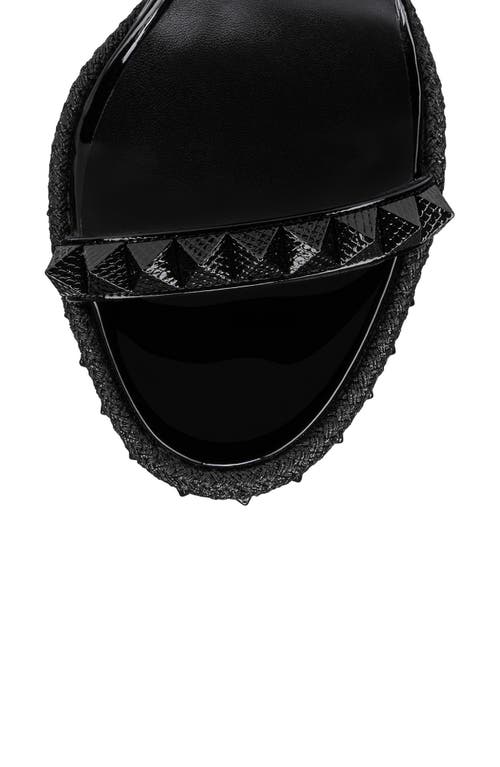 Christian Louboutin Pyraclou 110 Studded Velvet And Leather Wedge Sandals In Black/lin Black