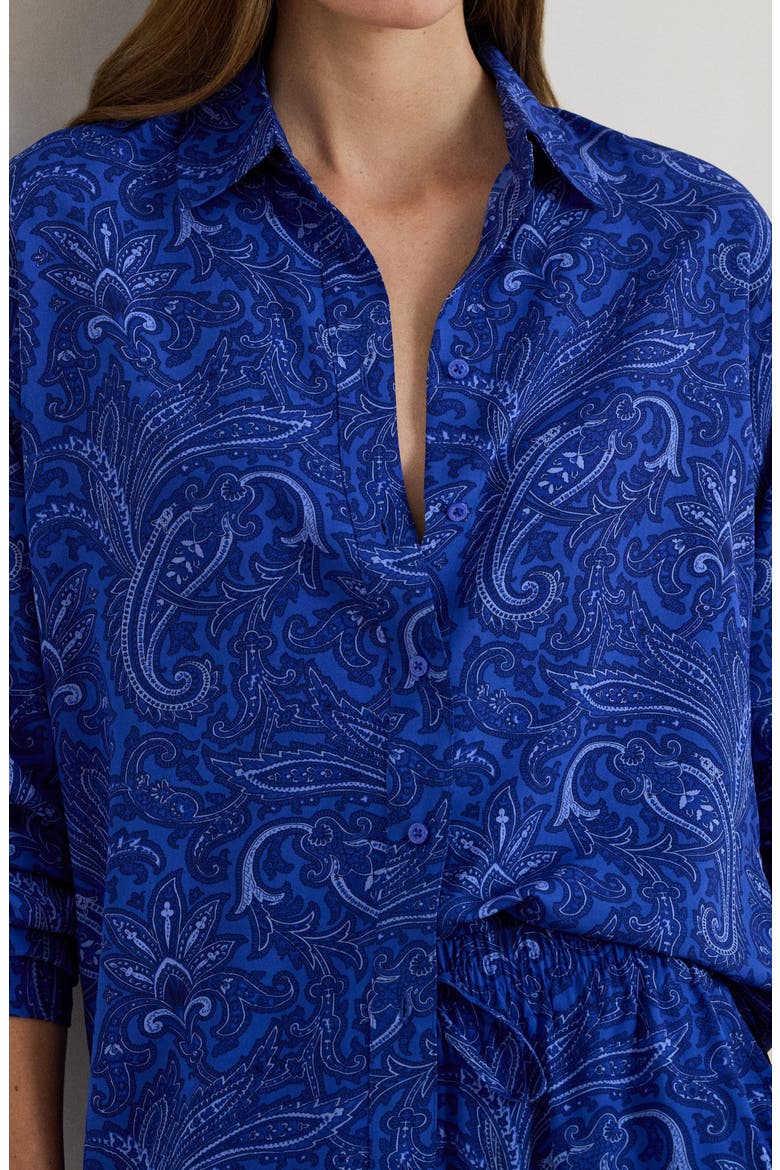 Kotta Paisley Print Crêpe de Chine Button-Up Shirt, Alternate, color, BLUE/ MULTI