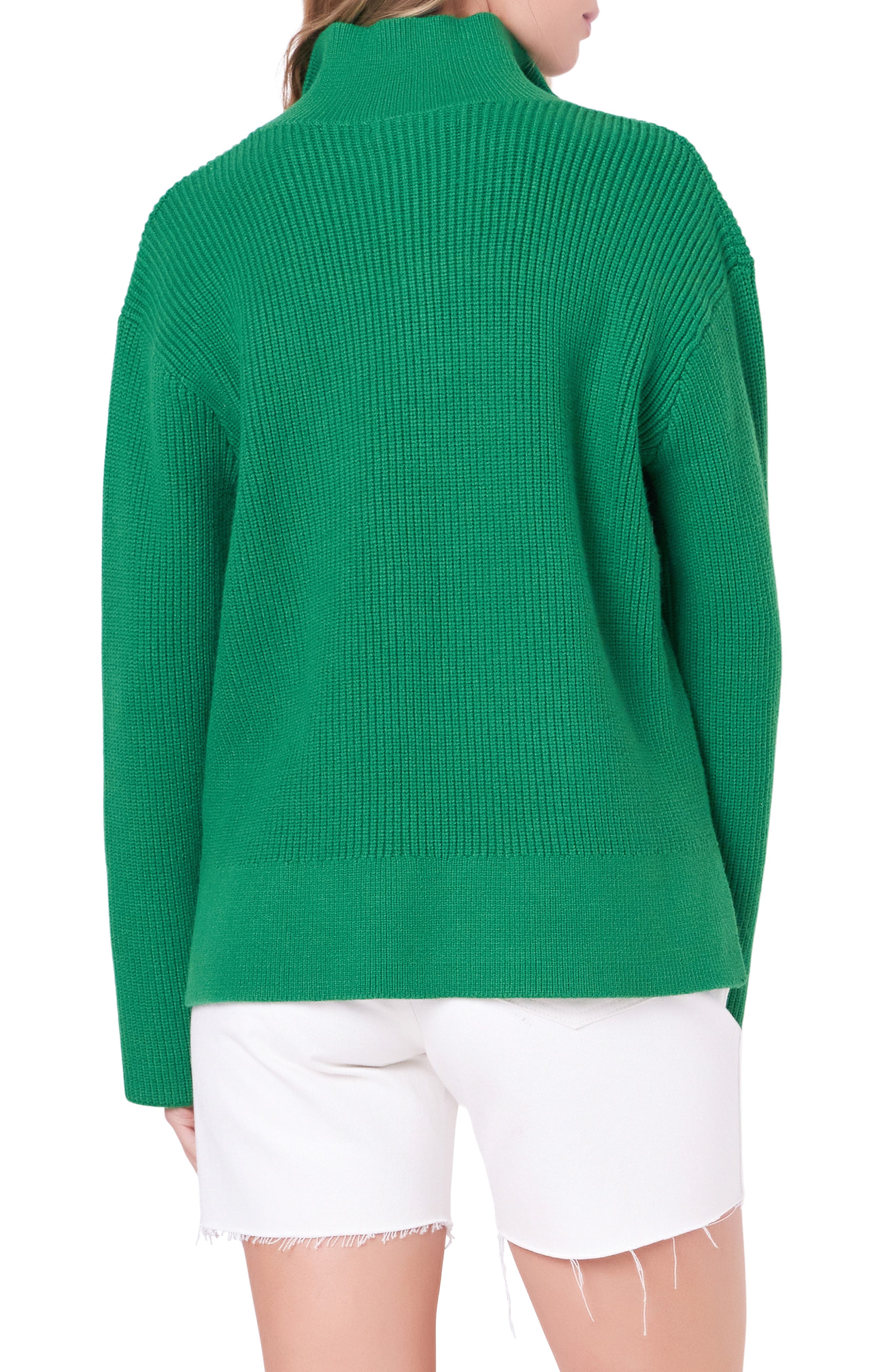 English Factory Half Zip Rib Sweater (Women) | Nordstromrack
