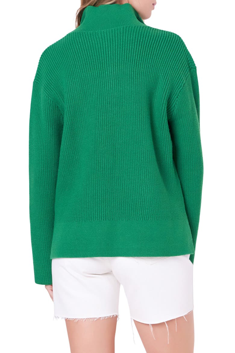 Half Zip Rib Sweater, Alternate, color, GREEN