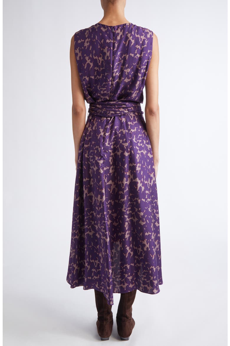 Penny Print Silk High-Low Maxi Dress, Alternate, color, DEEP MAUVE TORTOISE