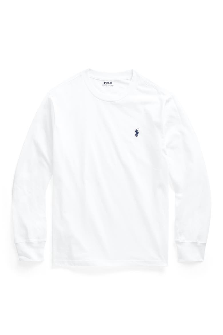 Kids' Long Sleeve Cotton Jersey T-Shirt, Main, color, WHITE