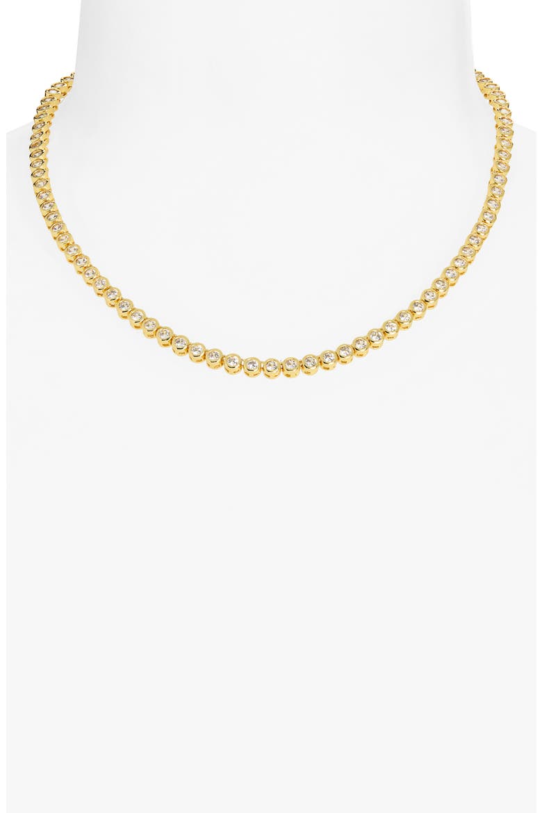 Mali Cubic Zirconia Tennis Necklace, Alternate, color, GOLD