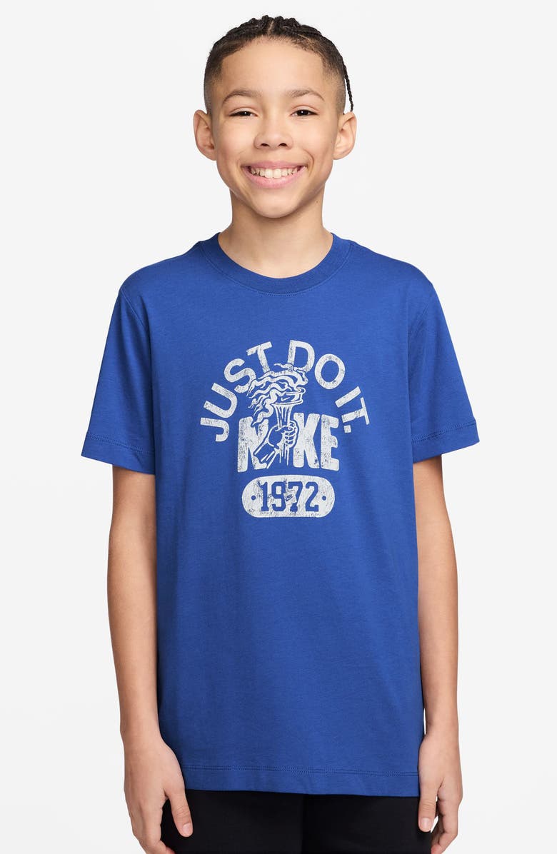 Nike Kids' Sportswear Cotton Graphic T-Shirt, Main, color, Game Royal