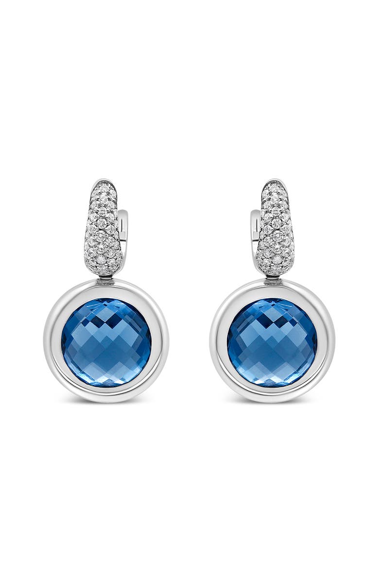 Haus of Brilliance 18K White Gold Blue Topaz and 1/2 Cttw Diamond Bale Dangle Earrings, Main, color, White