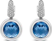Haus of Brilliance 18K White Gold Blue Topaz and 1/2 Cttw Diamond Bale Dangle Earrings