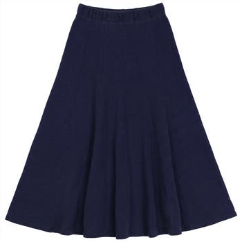 FYI Denim Terry Vertical Panel Elastic Waist Midi Skirt | Nordstrom