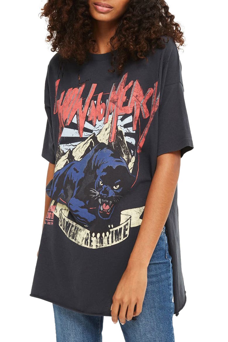Oversize Destroyed Rocker Tee, Main, color, BLACK MULTI