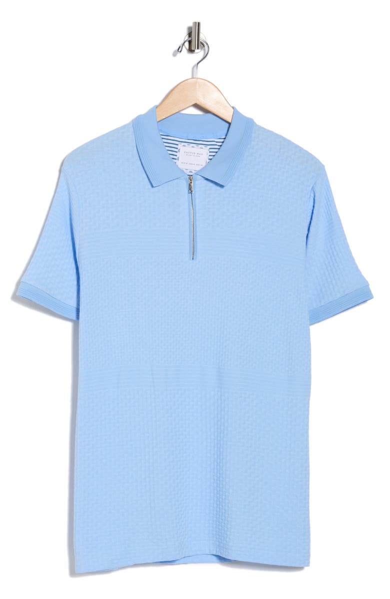 Cactus Man Tipped Half Zip Knit Polo, Alternate, color, Bright Blue