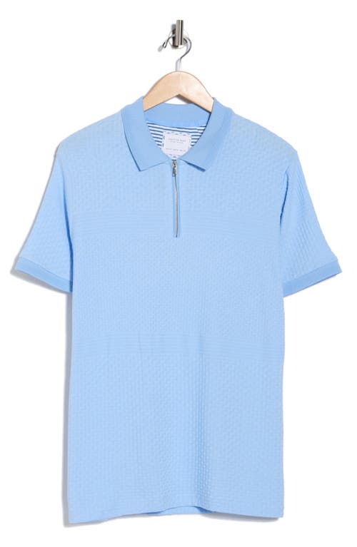 Cactus Man Tipped Half Zip Knit Polo In Blue