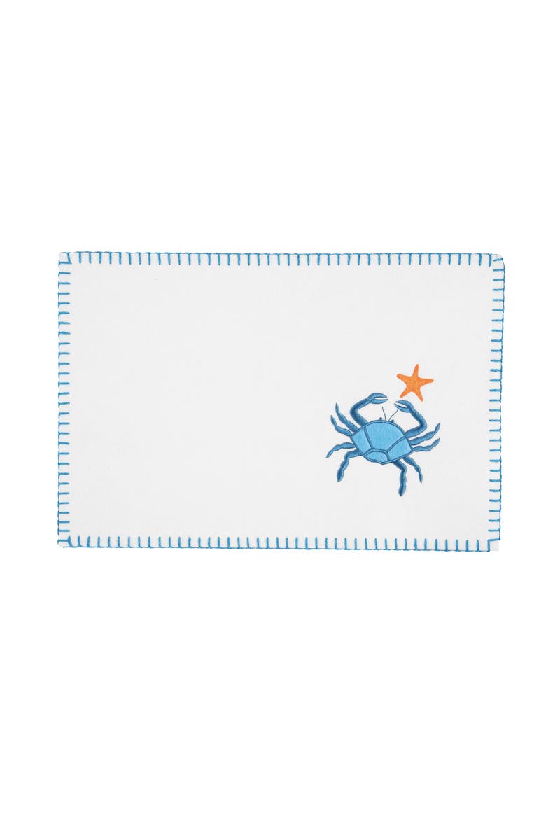 Crab Felt Placemats Set of 6, Main, color, White
