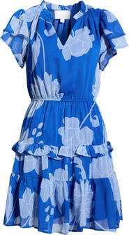 SUGARLIPS Seabloom Floral Print Ruffle Dress