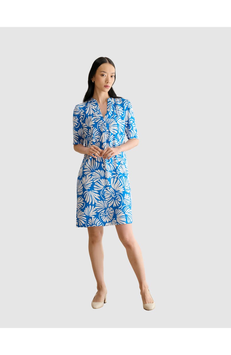 HOBBS LONDON Lucille Knee-Length Shift Dress, Main, color, True Blue Ivory