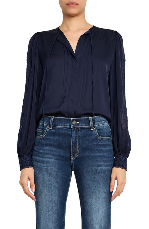 Shay Embroidered Pintuck Top