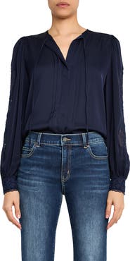 KOBI HALPERIN Shay Embroidered Pintuck Top