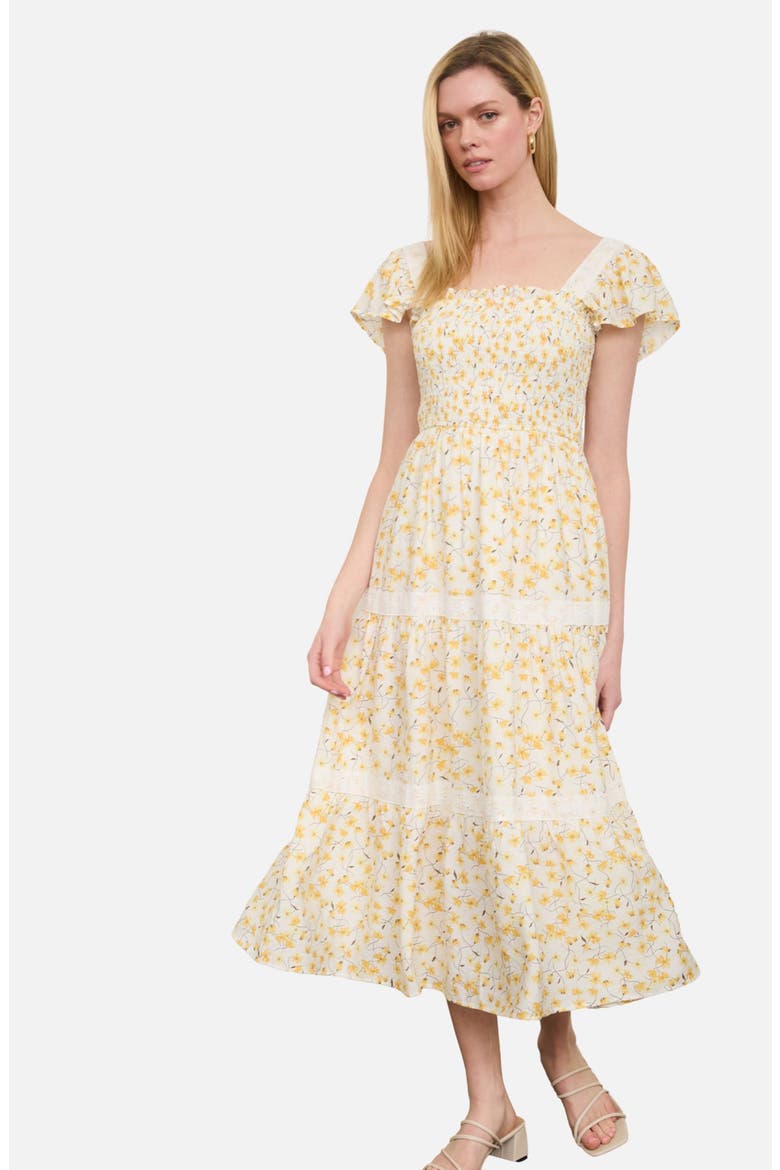 Tiered Midi Dress, Alternate, color, YELLOW MULTI