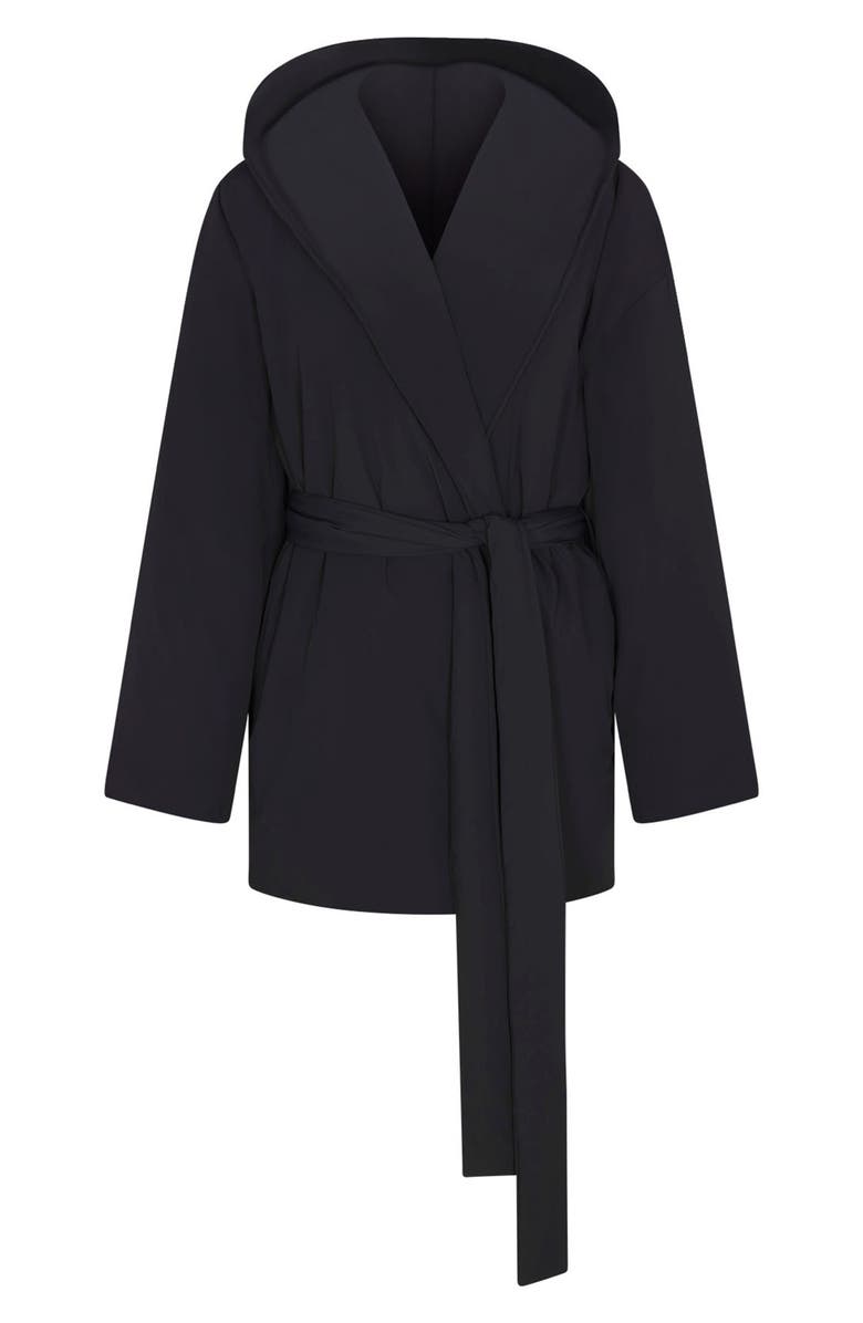 NikeSKIMS Woven Stretch Nylon Wrap Coat, Alternate, color, Obsidian