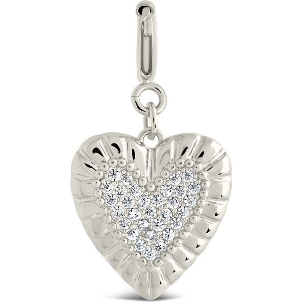 Sterling Forever Cubic Zirconia Heart Shield Charms In Silver