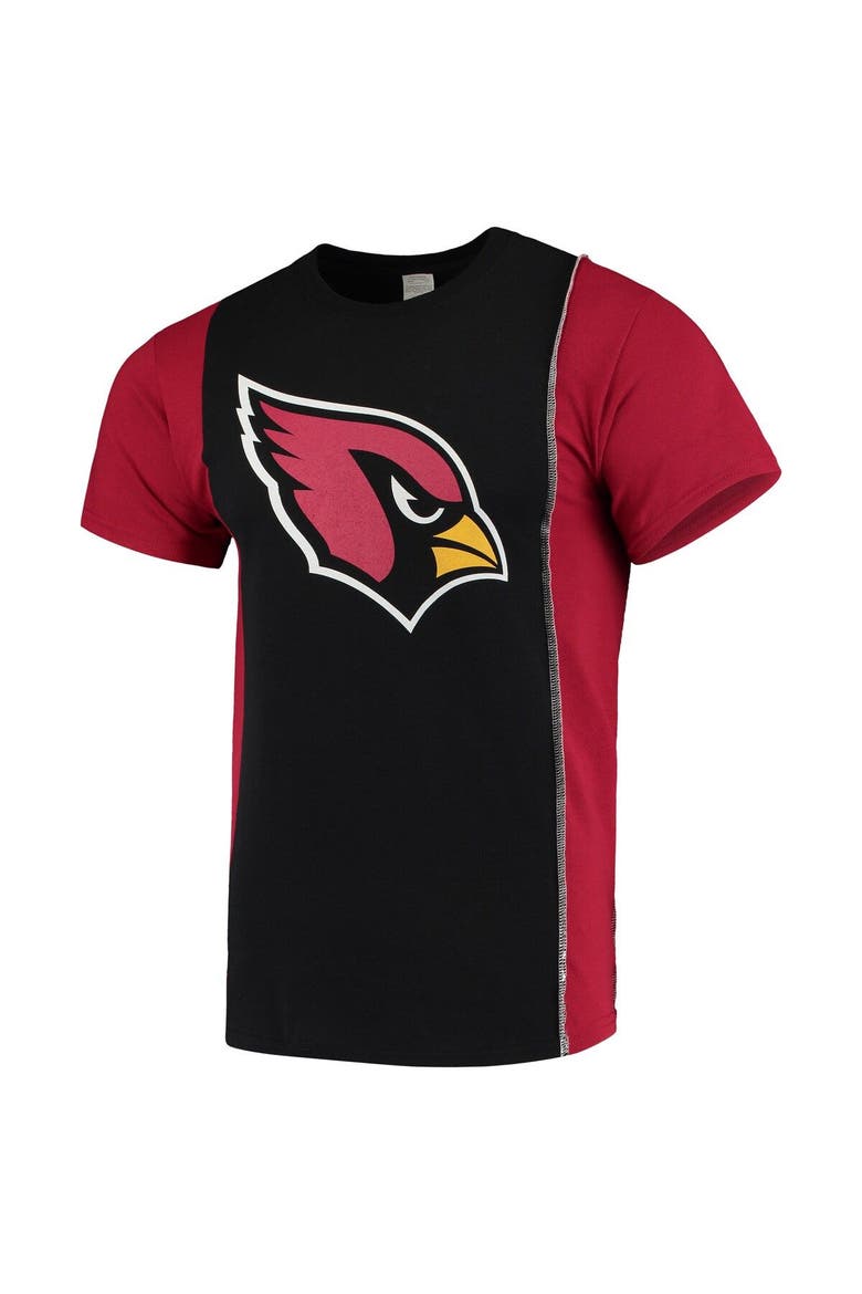 Men's Refried Apparel Black/Cardinal Arizona Cardinals Sustainable Upcycled Split T-Shirt, Alternate, color, Black